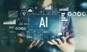 Financial services executive using AI tools for marketing, customer personalization, and service automation