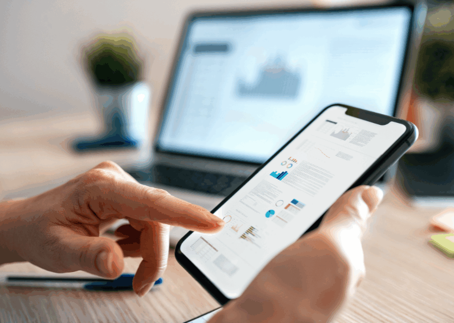 Frustrated user struggling to navigate a confusing mobile banking app interface