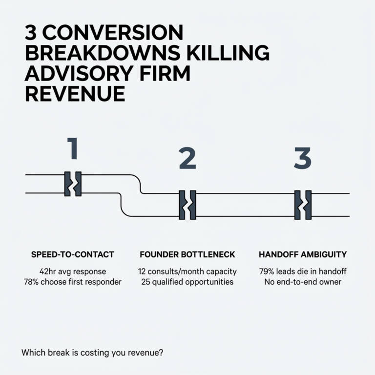 Advisory firm conversion funnel showing lead drop-off points